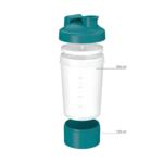 Shaker "Protein" Pro s přihrádkou, Transparentní/Modrozelená