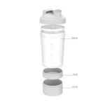 Shaker "Protein" Pro se dvěmi přihrádkami, Transparentní/Bílá