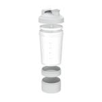 Shaker "Protein" Pro se dvěmi přihrádkami, Transparentní/Bílá