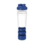 Shaker "Protein" Pro se třemi přihrádkami, Transparentní/Standardní modrá PP